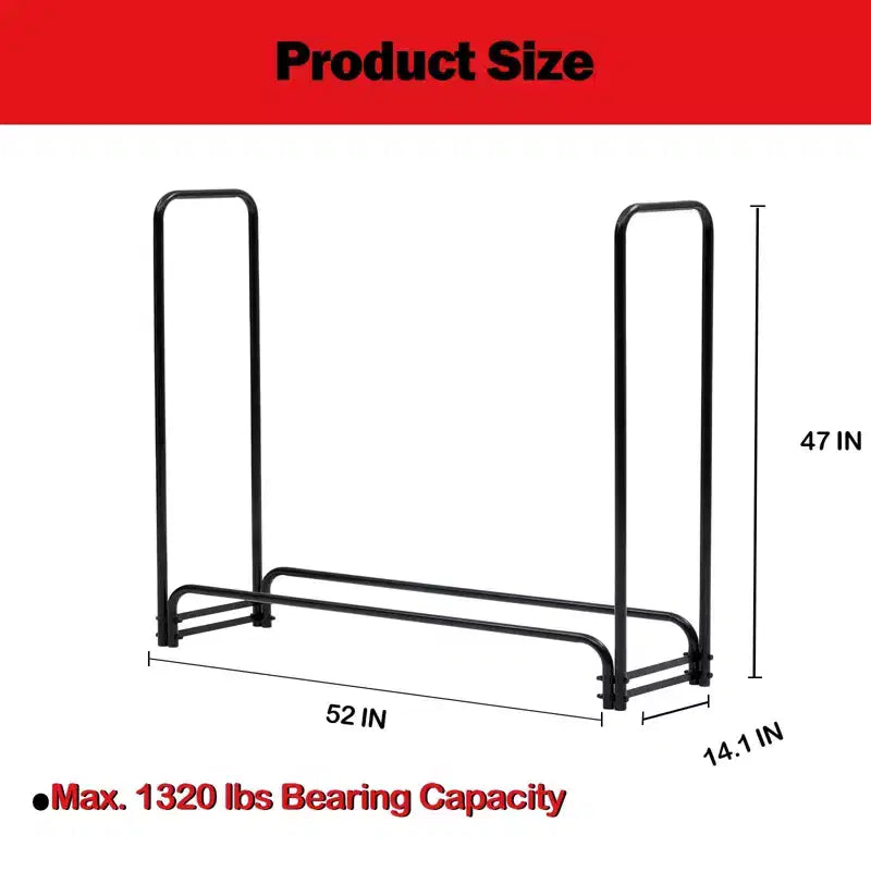 4.3 FT Heavy-Duty Firewood Rack with Waterproof Cover