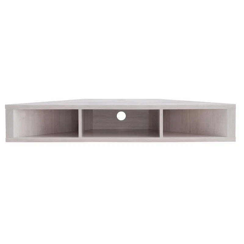 47 Corner Floating TV Stand, 3 Shelves, Transitional Style, Space-Saving Wall Mount
