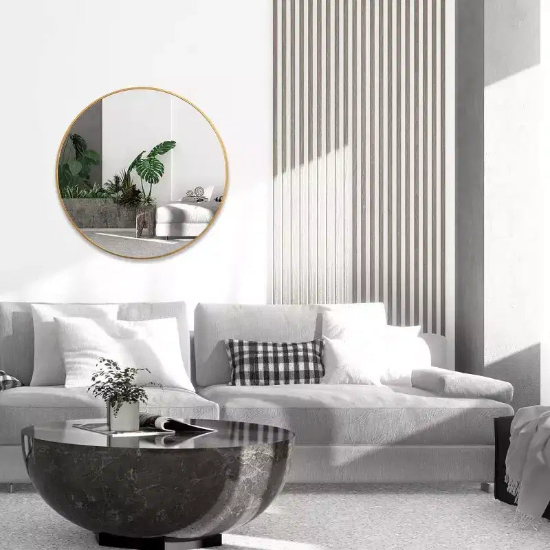 36 Large Round Wall Mirror, Modern Decorative Metal Circle Mirror for Living Room, Fireplace, Entryway - Panipeachy