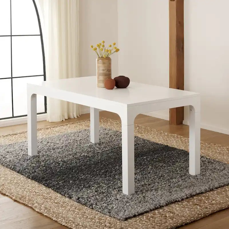 60-Inch Rectangle Dining Table | Mahogany Wood | Seats 8 | Modern Curved Base