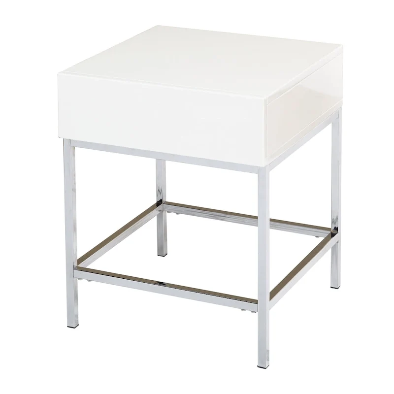 White Metal High-Gloss End Table