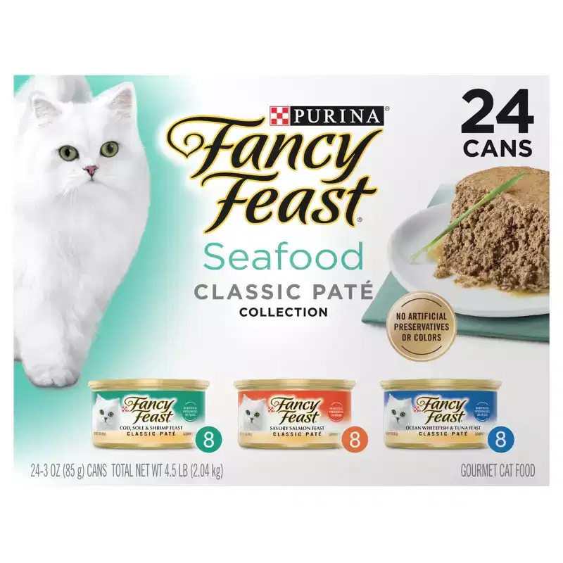 Purina Fancy Feast Seafood Classic Pat Variety Pack Tuna, Salmon, Fish & Shrimp Flavor Wet Cat Food Cans - 3oz