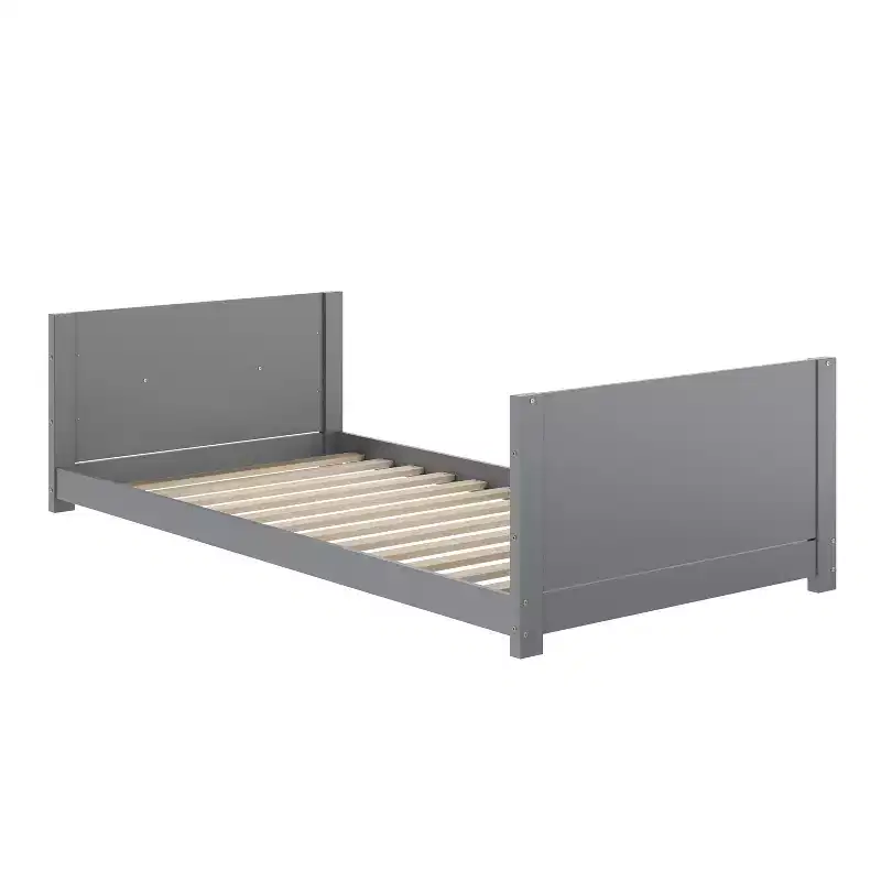 Emma and Oliver Kids Bunk Bed with Convertible, Solid Wood Frame and Easy-to-Climb Ladder with No Box Spring Required
