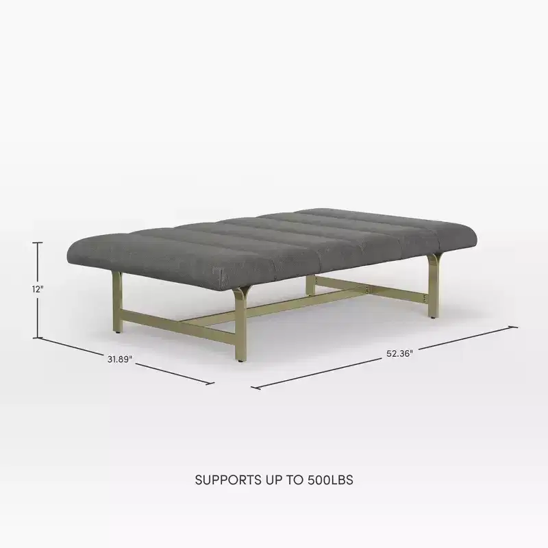 eLuxury Studio A Upholstered Vegan Leather Coffee Table with Metal Base