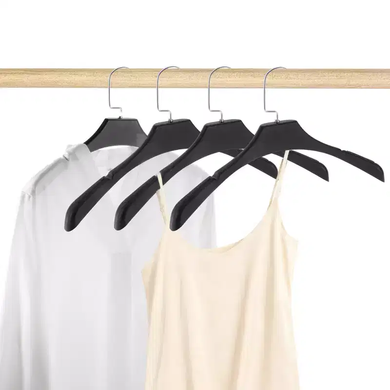 Unique Bargains Flat Hook Clothes Hanger Black 4 Pcs