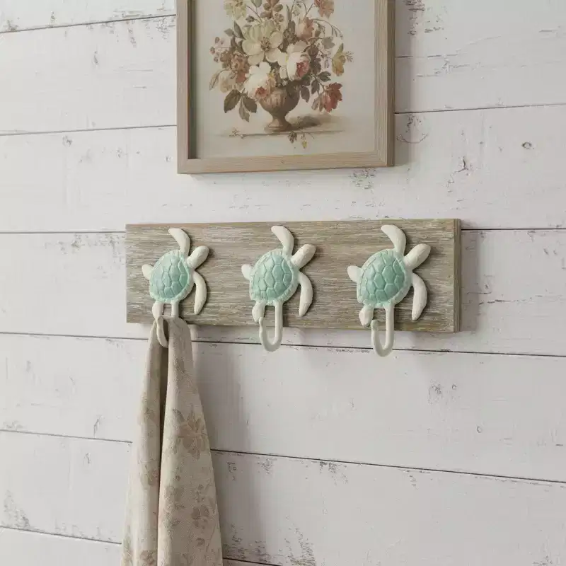 HomeRoots Coastal Sea Turtle Three Hook Coat Hanger