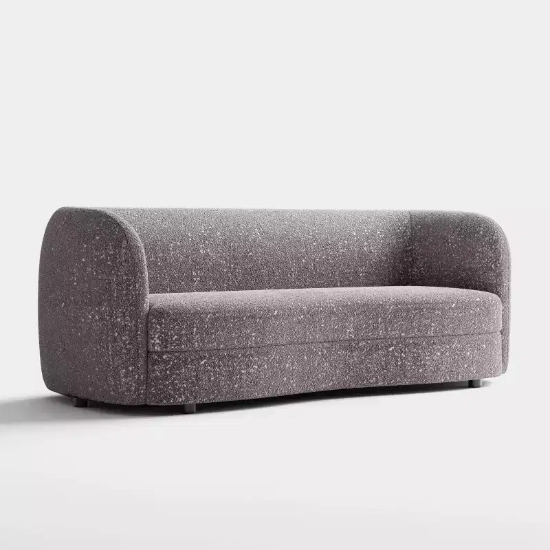 HOMES: Inside + Out 85" Pinehush Boho Curved Boucle Fabric Sofa with Pocket Coil Cushions