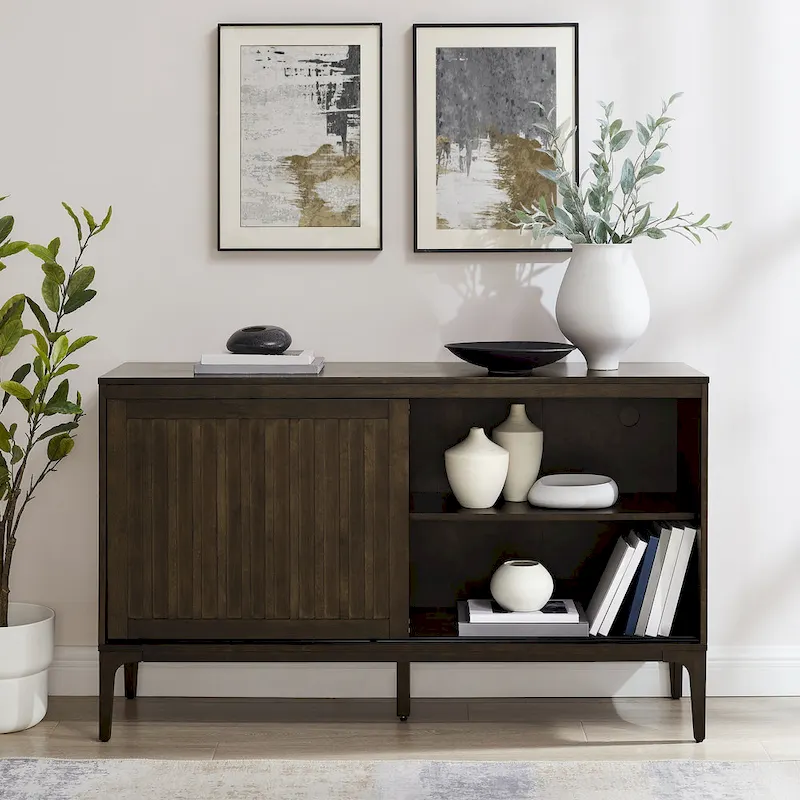 Mid-Century Modern Sideboard with Sliding Doors and Storage