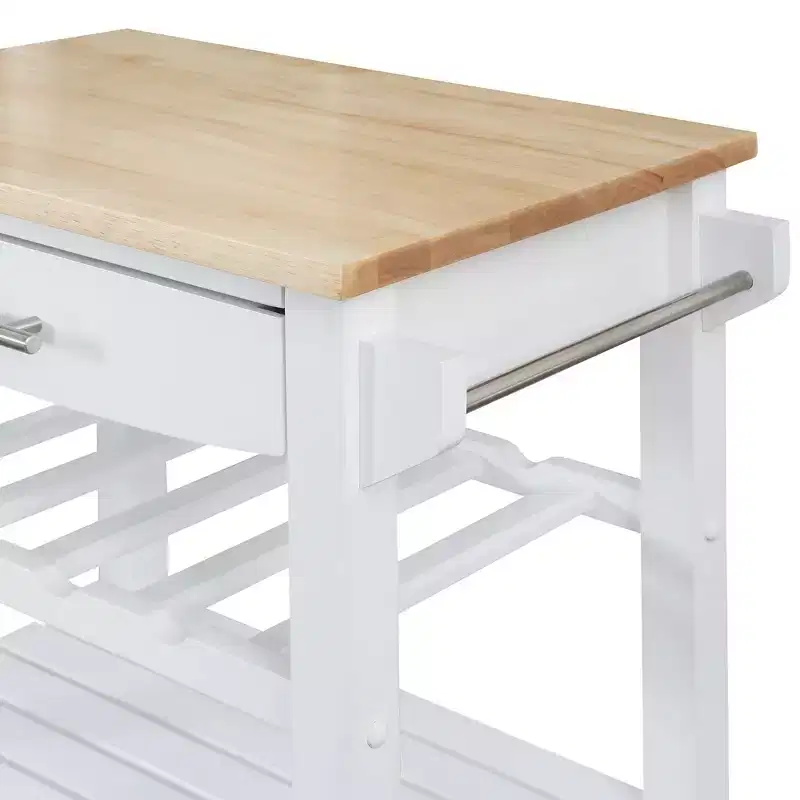 Ellaine 4 Tier Butcher Block Kitchen Cart with Drawer and Wine Rack - Breighton Home