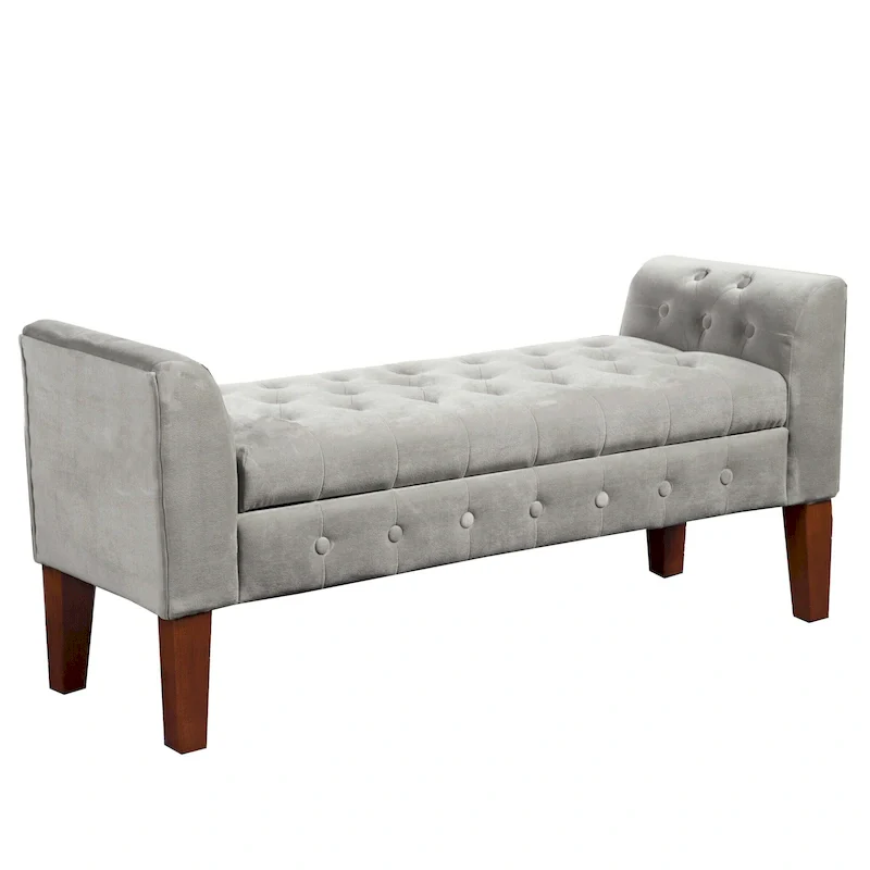 ArumDove Grey Velvet Settee-style Storage Bench