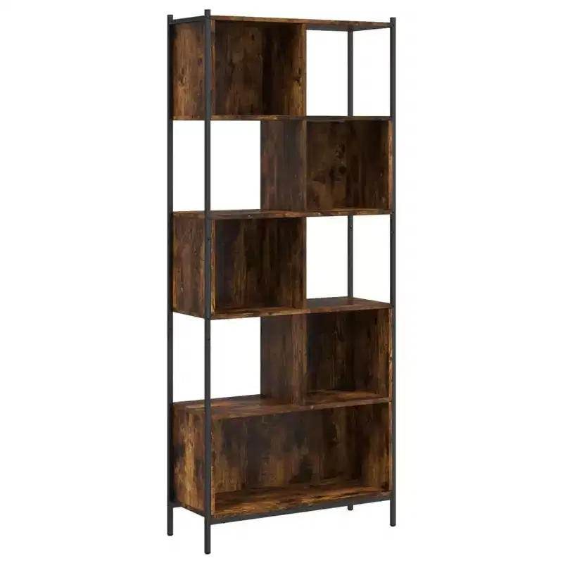 Bookcase Standing Bookshelf for Office Living Room Engineered Wood - Smoked Oak
