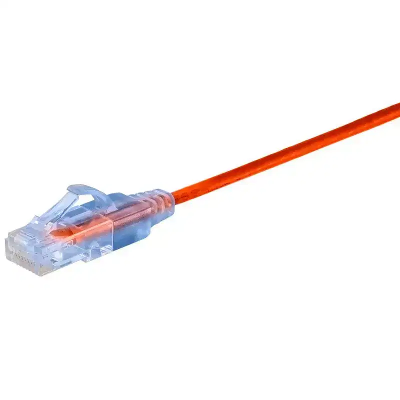 Monoprice SlimRun Cat6A Ethernet Patch Cable - Network Internet Cord - RJ45, Stranded, UTP, Pure Bare Copper Wire, 30AWG, 2ft, Orange, 10-Pack