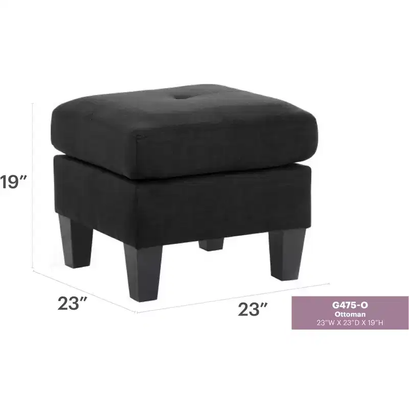 Passion Furniture Newbury Polyester Upholstered Ottoman
