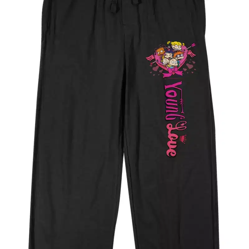 Rugrats Valentines Day Adult Black Sleep Pajama Pants