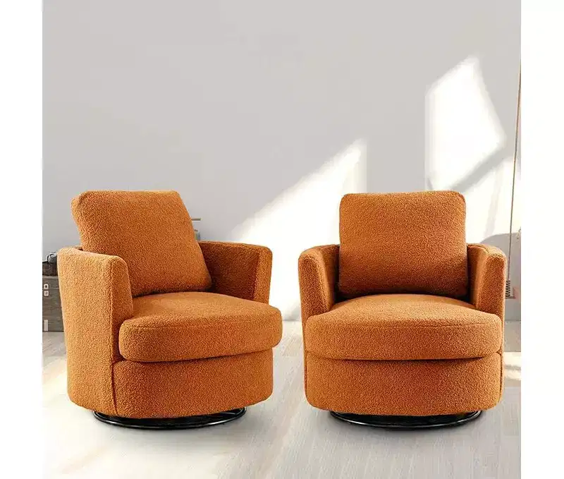 GDFStudio Bertha Swivel Boucle Upholstered 32 Wood and Steel Chair