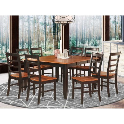 HomeStock 9-Piece Square Black Finish Solid Wood Top Dining Table with 8-Chairs
