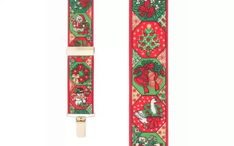 Suspender Store Mens 1.5 Holiday Spirit Christmas Clip Suspenders