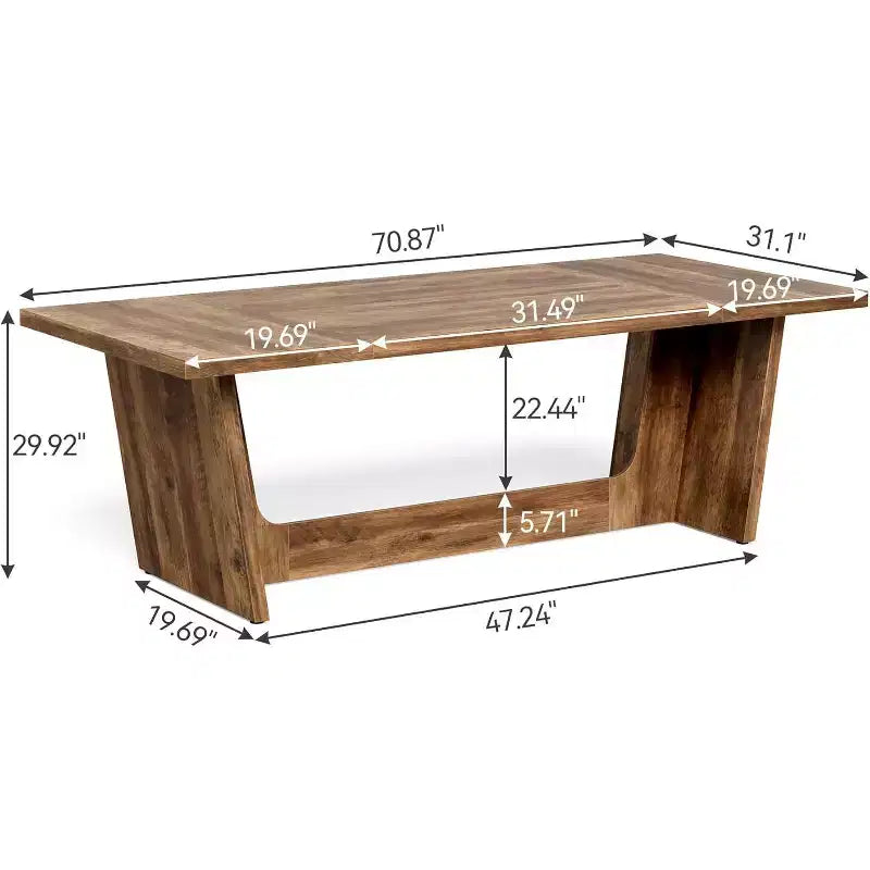 Lantine 70.87-Inch Long Executive Desk, Brown Wooden Computer Desk and Industrial Study Writing Table for Home Office, Large Workstation