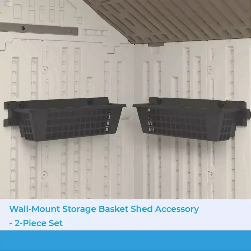 Suncast 4 Pack 25 x 7.25 Inch Resin Basket Accessory for Outdoor Shed, Black