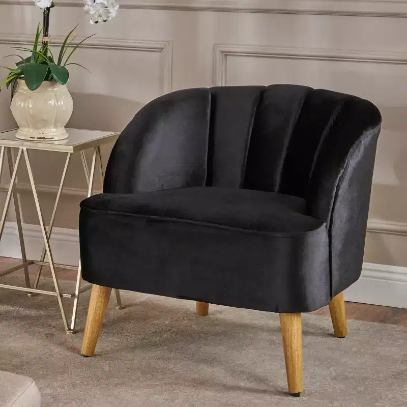 Christopher Knight Home Eryn Mid-Century Modern Rubberwood Altay Velvet Upholstered Accent Chair
