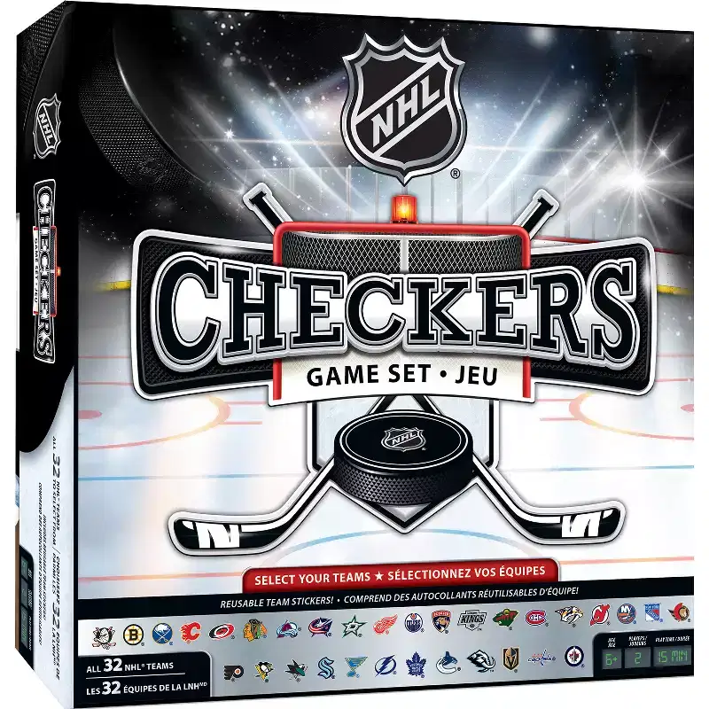 MasterPieces Officially licensed NHL League-NHL Checkers Board Game for Families and Kids ages 6 and Up