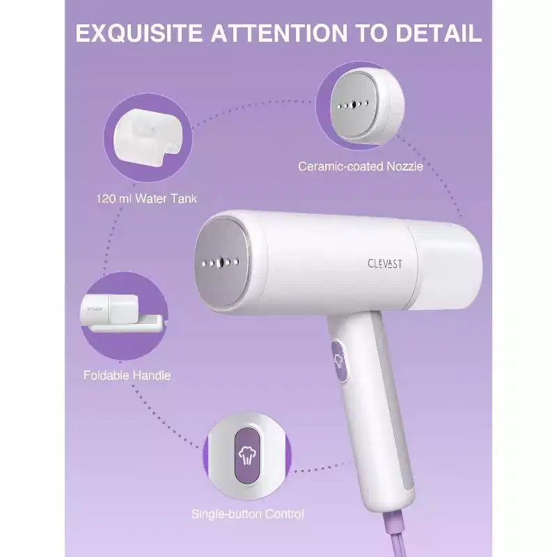 CLEVAST Travel Steamer for Clothes - Portable Handheld Garment Steamer for Clothing