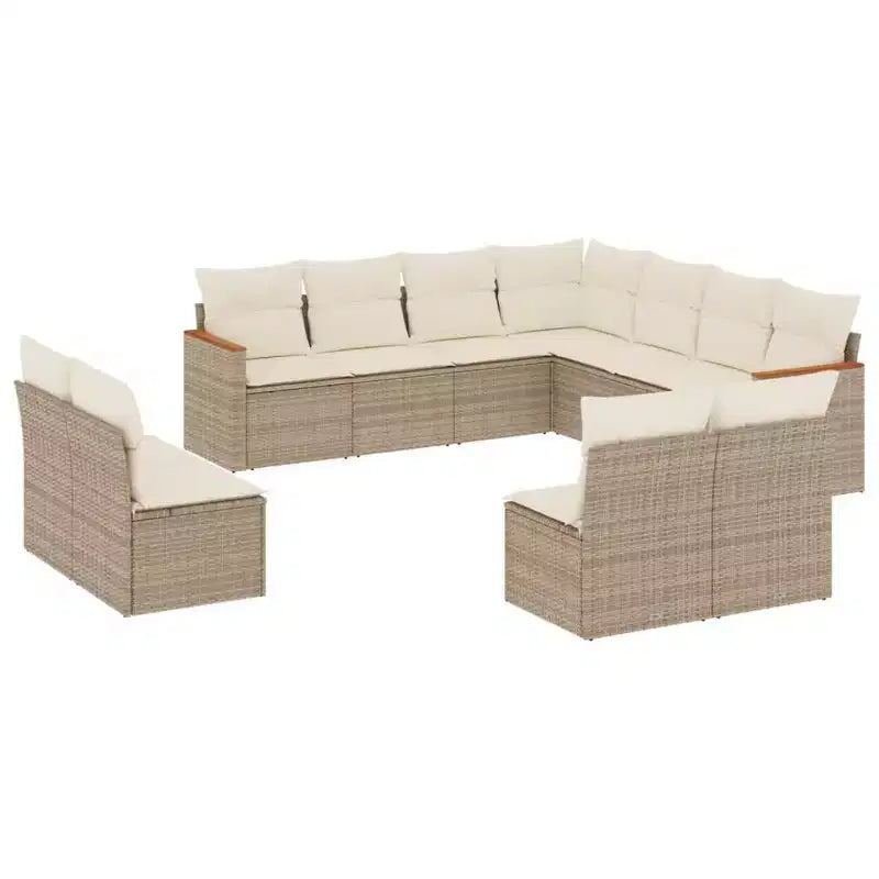 vidaXL 12 Piece Patio Sofa Set with Cushions Poly Rattan, Modular Outdoor Sectional Conversation Set