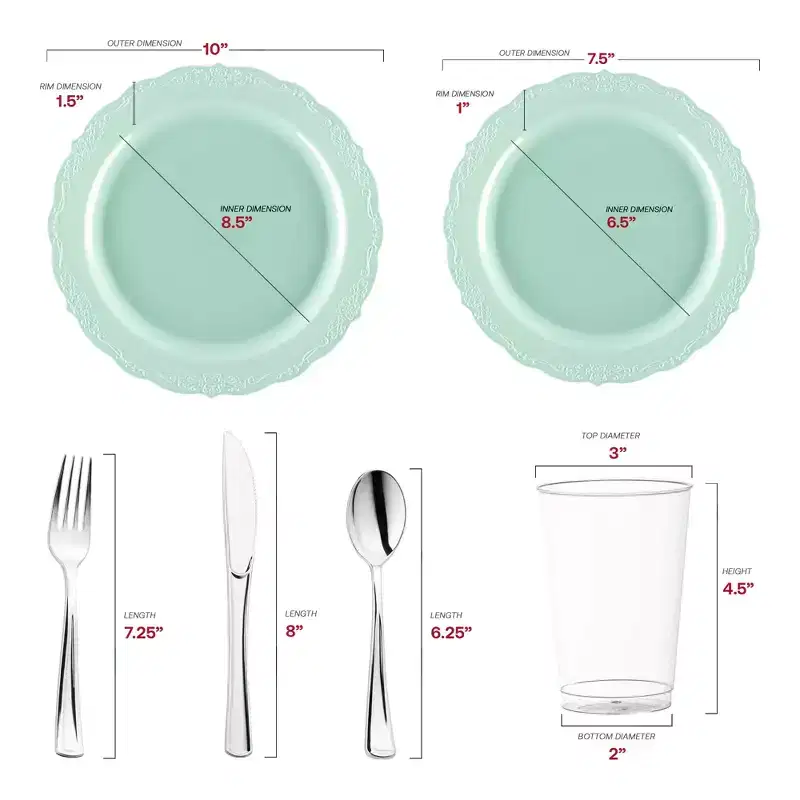 Smarty Had A Party Turquoise Vintage Plastic Wedding Set - 30 Sets