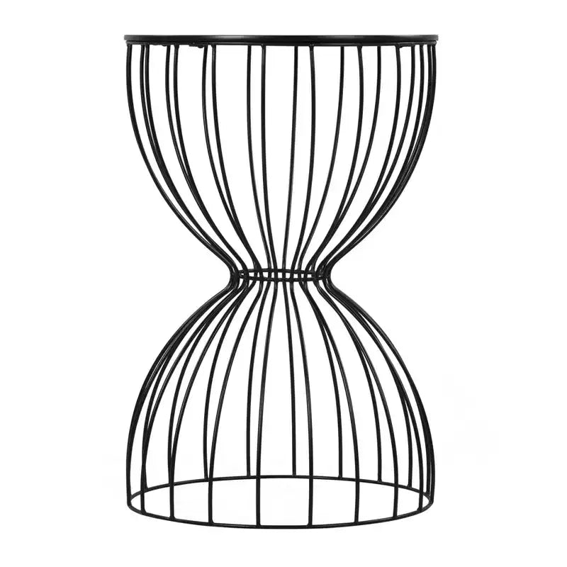 Cami Side Table Noir Black - Adore Decor: Round Metal Frame, MDF Top, Powder-Coated Finish, 23.62 Height, 15.75 Width
