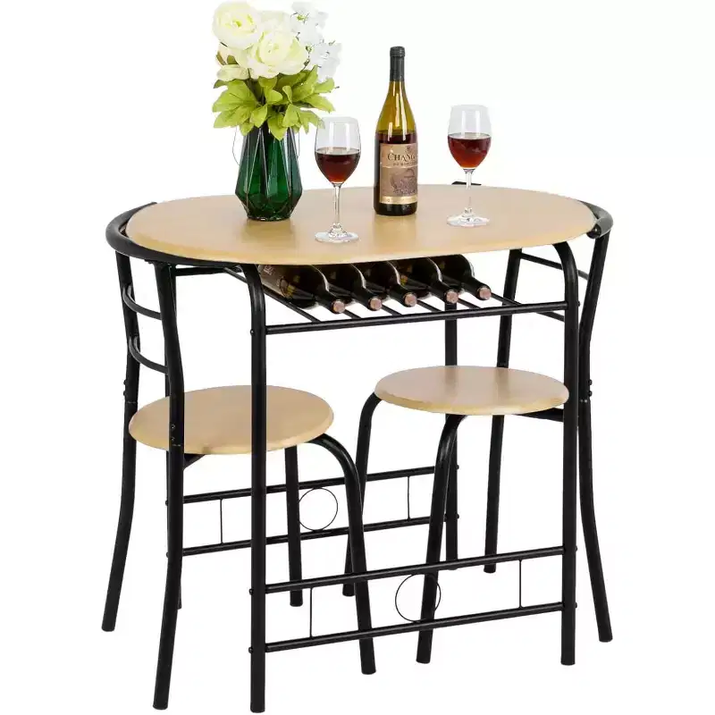VINGLI 3 Piece Dining Set,Small Kitchen Table Set for 2,Breakfast Table Set,Kitchen Wooden Table and 2 Chairs