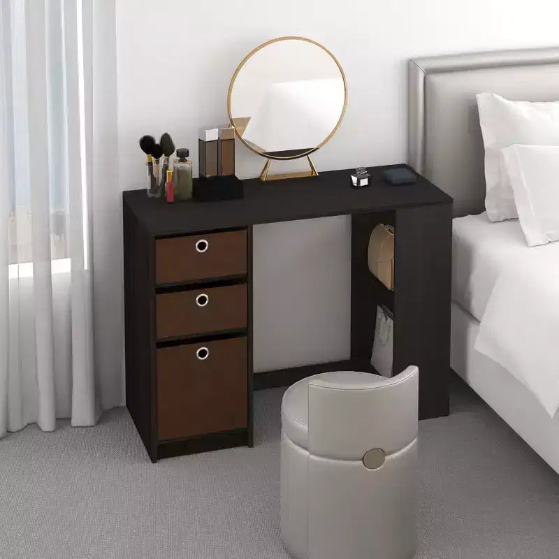 HOMLUX 39 Computer Desk Study Writing Desk with 3 Storage Bins & Open Shelves