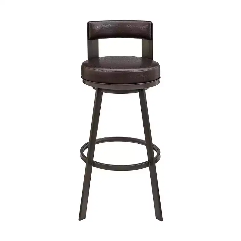 Armen Living 26 Flynn Metal with Faux Leather Swivel Counter Height Barstool
