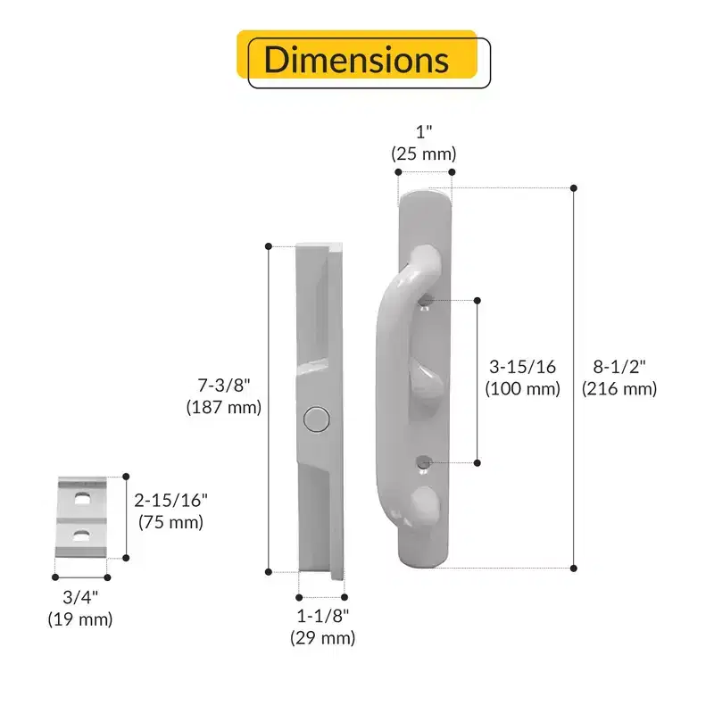 Brixwell 13-441lhw Patio Door Handle White Offset Latch Without Mortise Lock Left Hand Type