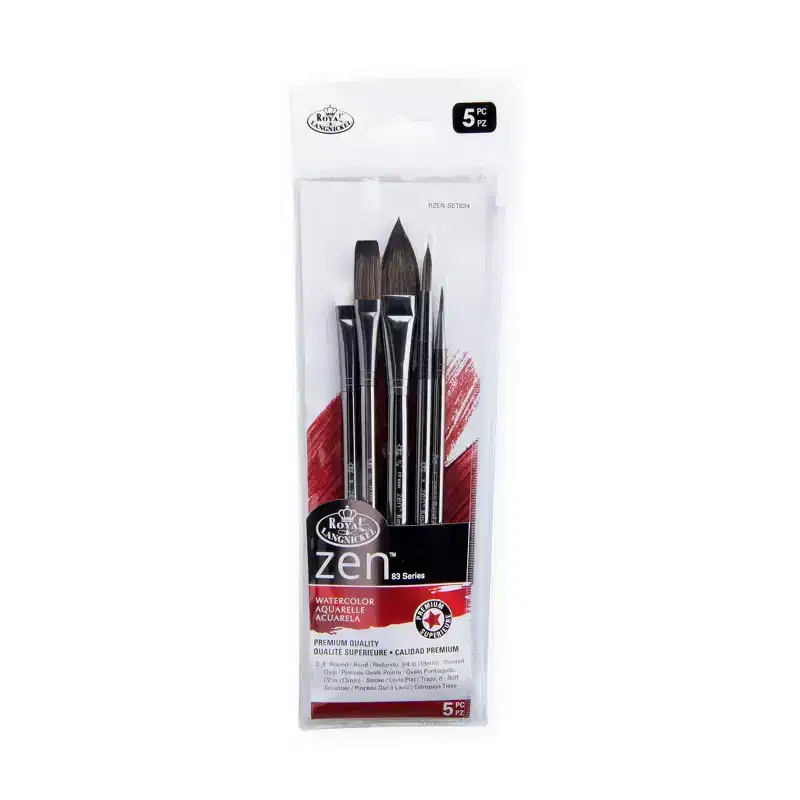 Royal & Langnickel ZEN 83 Series Watercolor Artist Paint Brush Pack, Oval Variety- 5pc