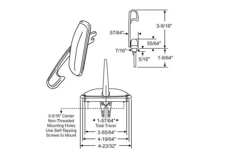 Brixwell Multipoint Casement Lock Metal Construction 4-23/32 Total Length 3-9/16 Height 3-5/16 Hole Center Window Hardware Component White Finish