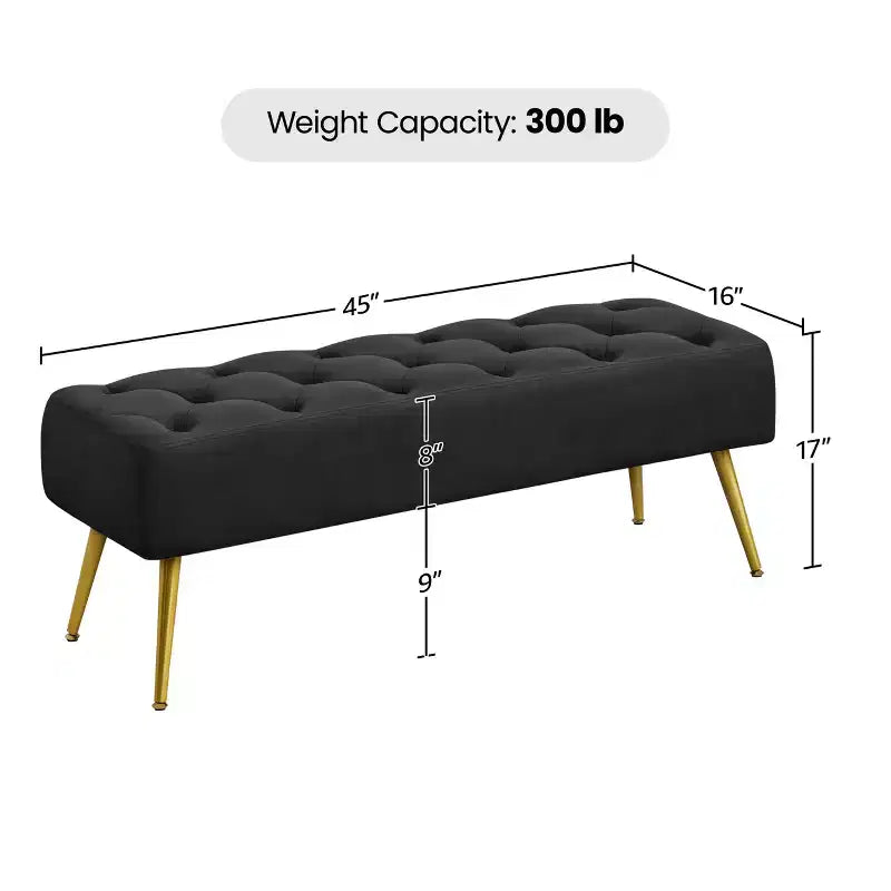 Modern Upholstered Button-Tufted Ottoman Footstool Bench for Bedroom