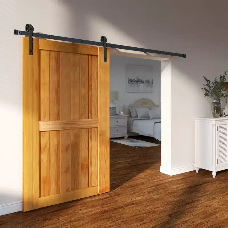 VEVOR 8FT Sliding Barn Door Hardware Kit, 330LBS Loading Heavy Duty Barn Door Track Kit, Fit 3.7-4.3FT Wide and 1.3-1.8 Thick Door Panel, Black