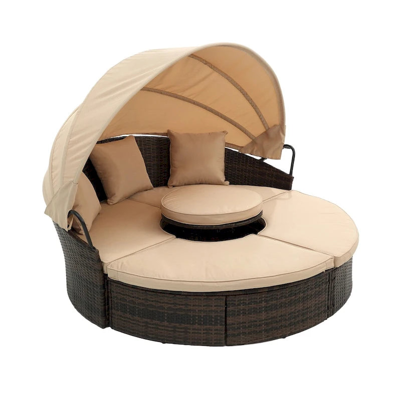 HOMEFUN outdoor rattan bed, balcony courtyard sunshade sofa