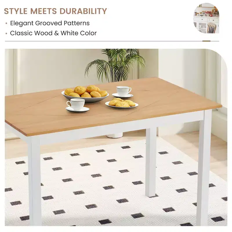 EROMMY Solid Pine Wood Dining Table