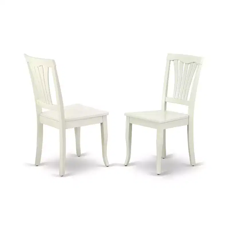 Round Dining Set - 5 Piece Kitchen Table with 4 Chairs - Linen White Finish
