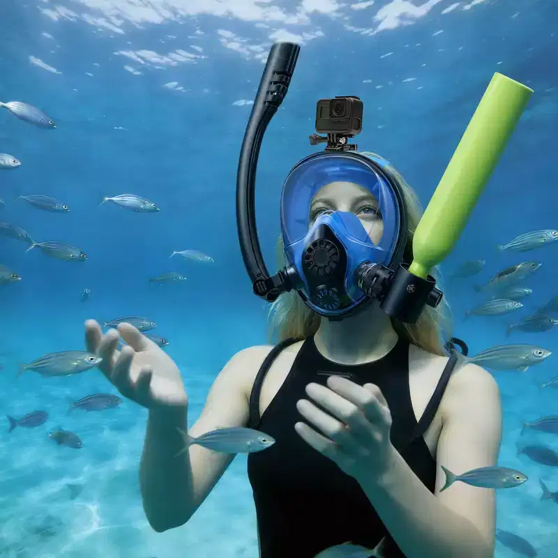 VEVOR Mini Scuba Tank, 0.5L Portable Diving Tank for Underwater Breathing, Reusable Lung Diving Cylinder up to 10 Minutes Dive Time, Green