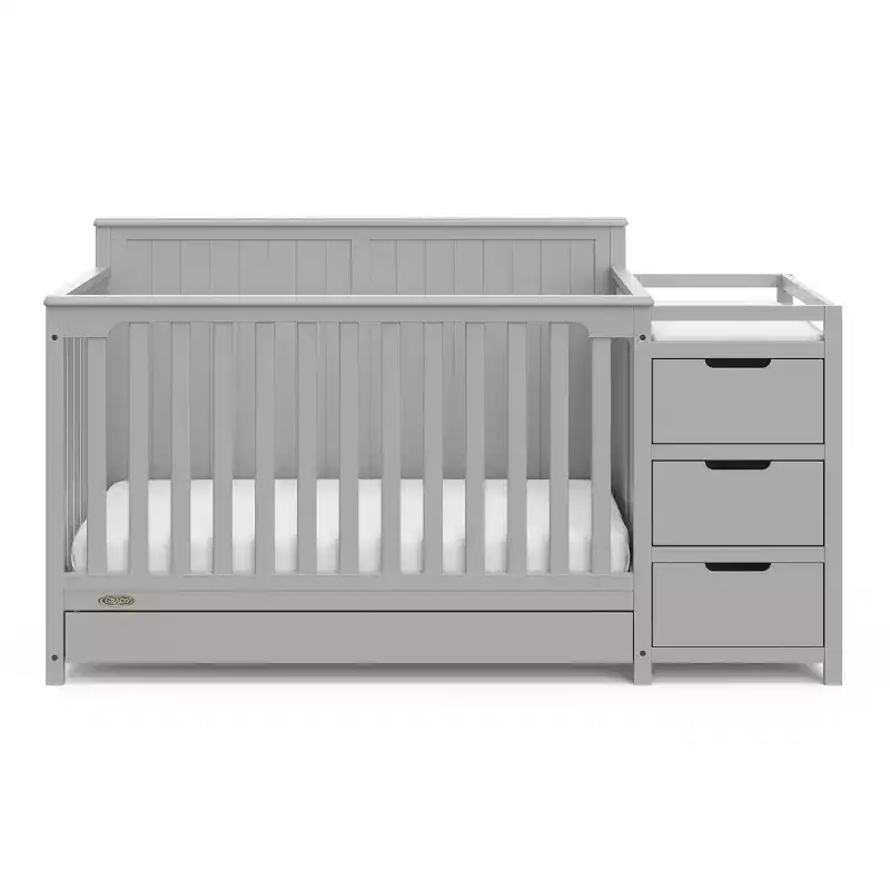5-in-1 Convertible Crib and Changer with Drawer