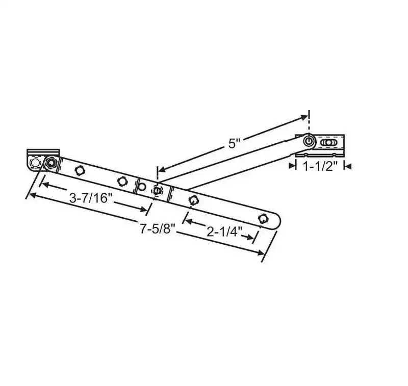 Brixwell Casement Hinge Arm Set, Stainless Steel Material, 5 Link Arm, 7-5/8 Arm Length, Gray Finish