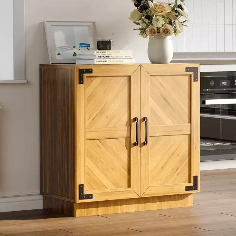 Sideboard Buffet Cabinet with Storage -Modern Farmhouse Credenza with Doors and Adjustable Shelves,Kitchen Buffet Storage Cabinet Coffee Bar Cabinets