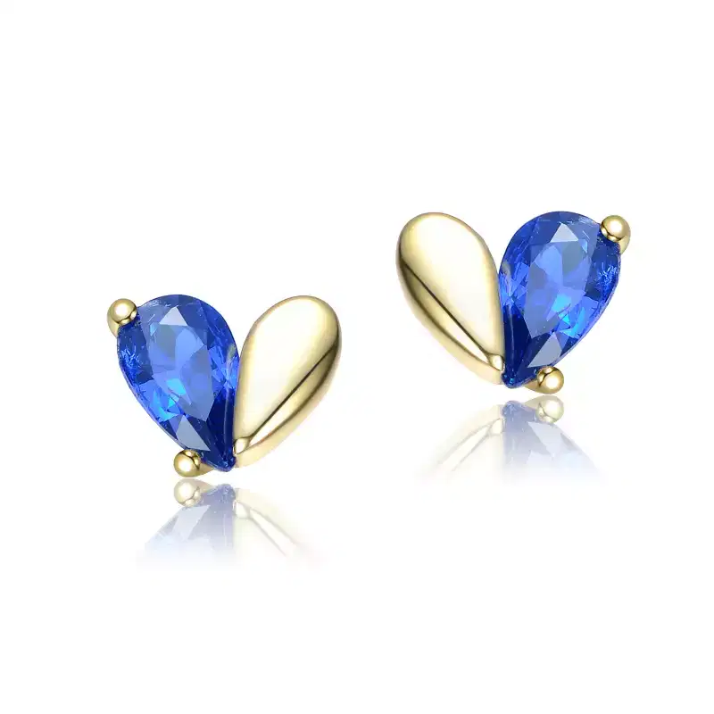 Guili Toddler Kids Sterling Silver 14K Gold Plated CZ Screw Back Heart Earrings, Safe & Stylish for Everyday Wear & Special Occasions