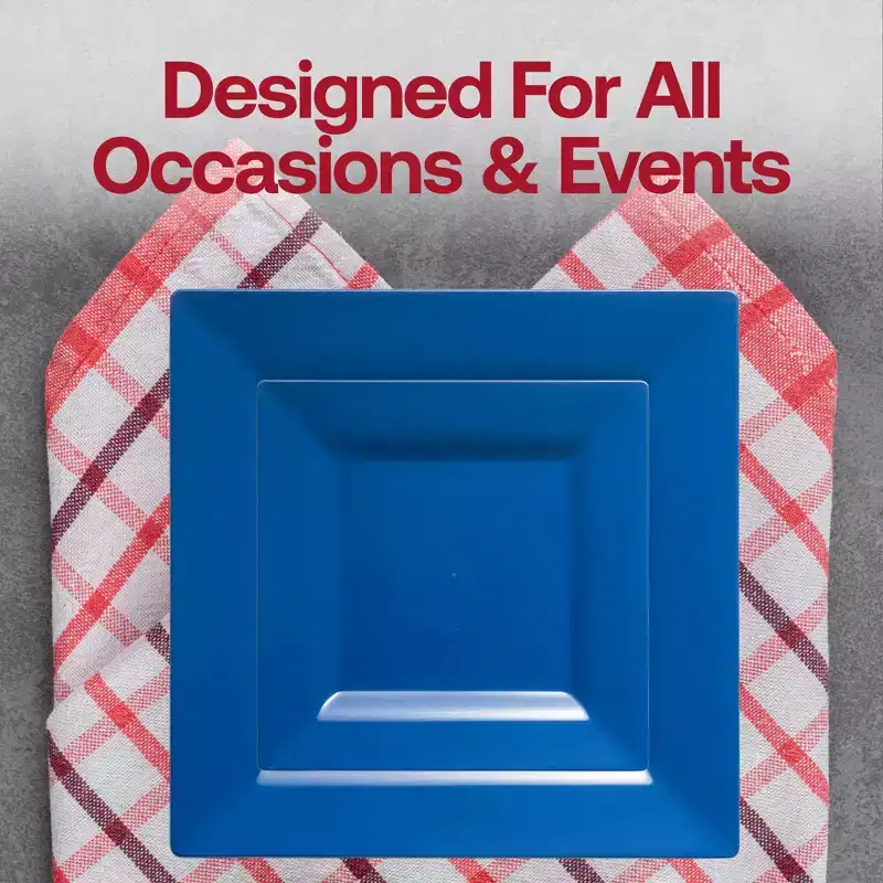 Smarty Had A Party Midnight Blue Square Plastic Dinnerware Set - 40 Sets