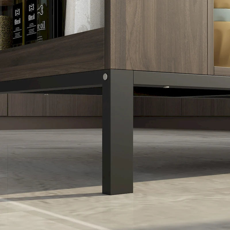 55.1W Buffet Kitchen Island Cabinet with Open Shelves Two Drawers