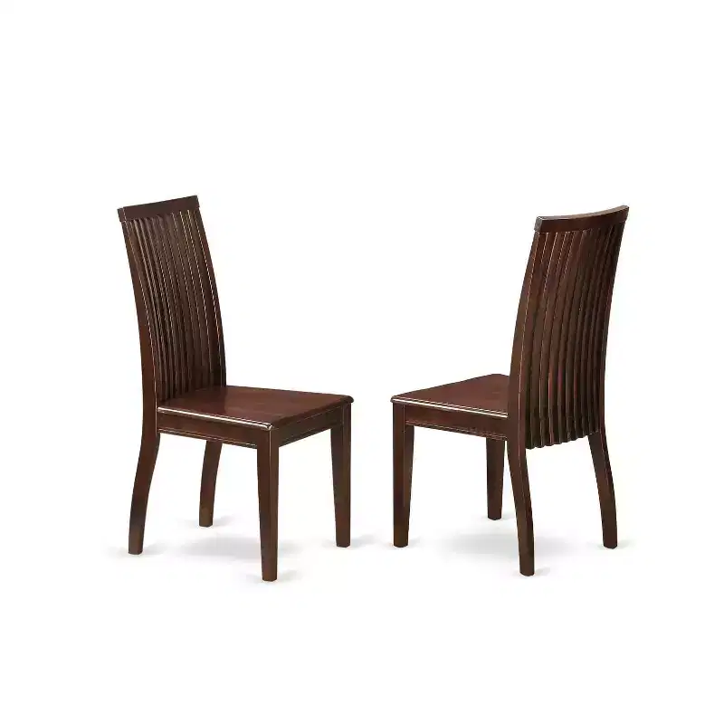 Retro Dinette Set - 3 Piece Table & Chair Set - Round Table - Wood Seat - Mahogany Finish