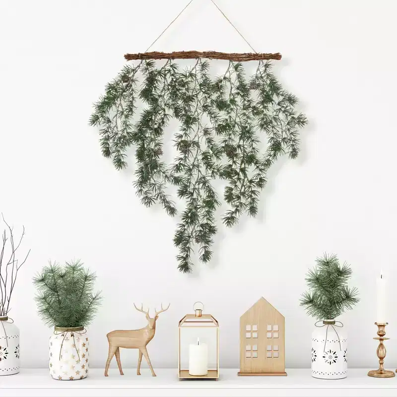 Northlight Pine Sprigs with Pine Cones Christmas Swag Wall Hanging- 27.5
