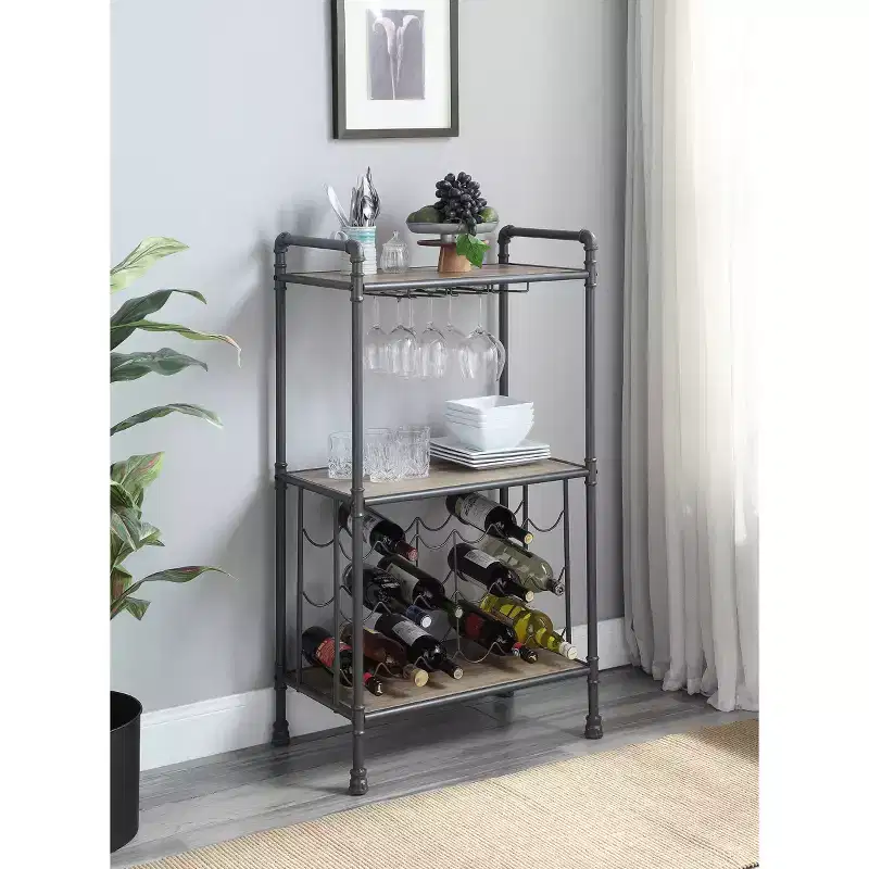 26 Brantley Wine Rack Antique Oak and Sandy Gray Finish - Acme Furniture